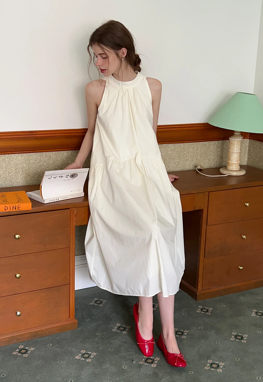 Sleeveless High Neck A-Line Dress
