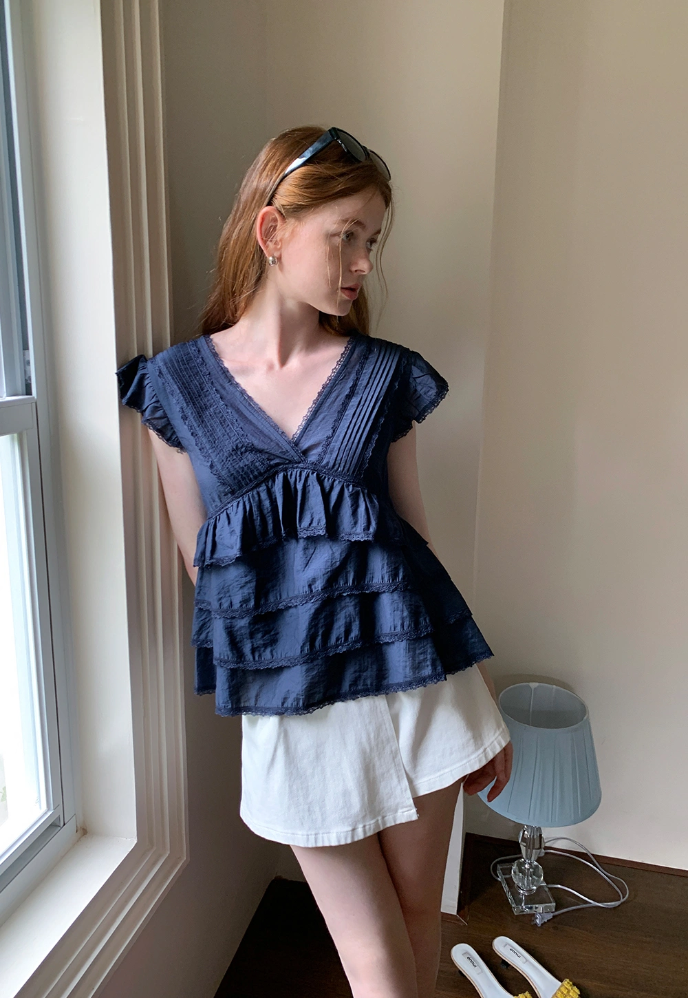 Vintage Style Layered Ruffle Top for Women