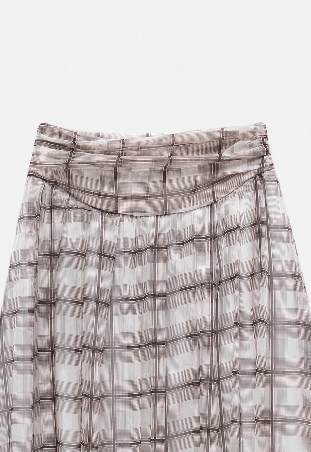 Women’s High Waist Plaid Chiffon Midi Skirt
