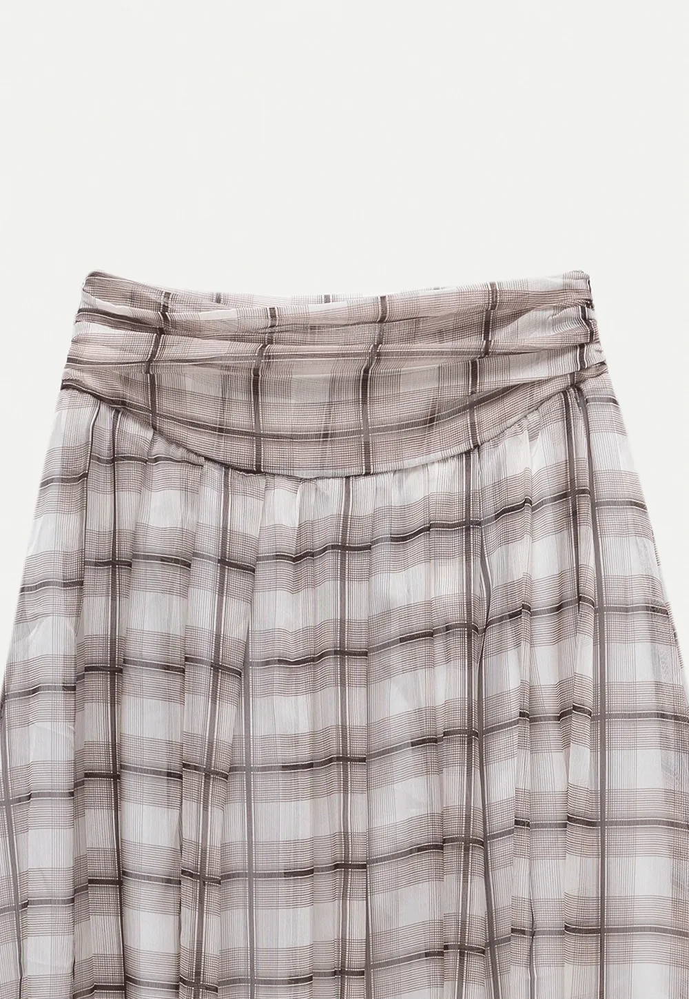 Women’s High Waist Plaid Chiffon Midi Skirt