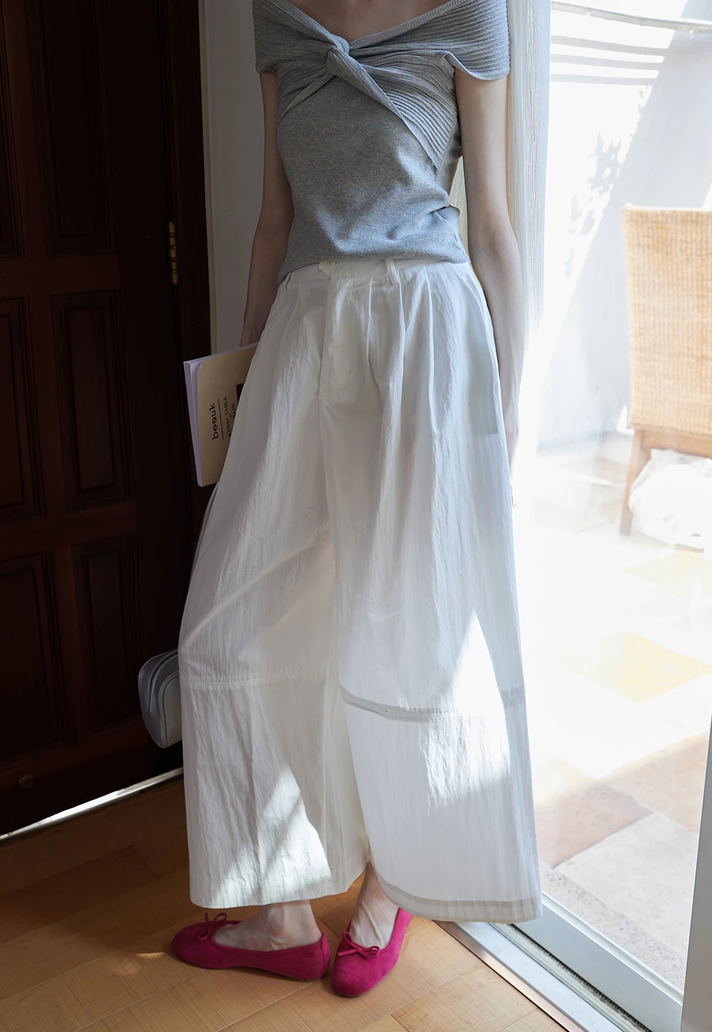 Wide Leg High Waist Cotton Pants