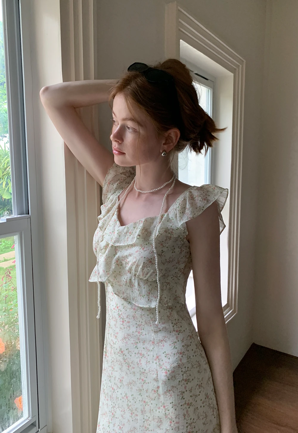 Floral Ruffle Sleeveless Midi Dress