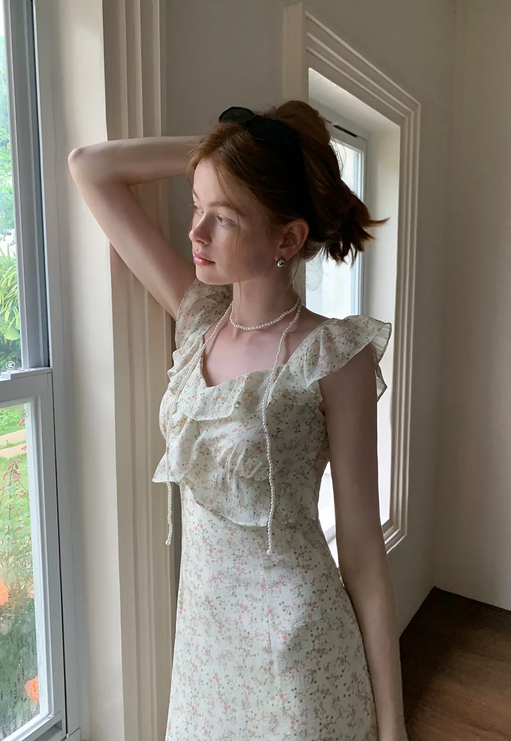 Floral Ruffle Sleeveless Midi Dress