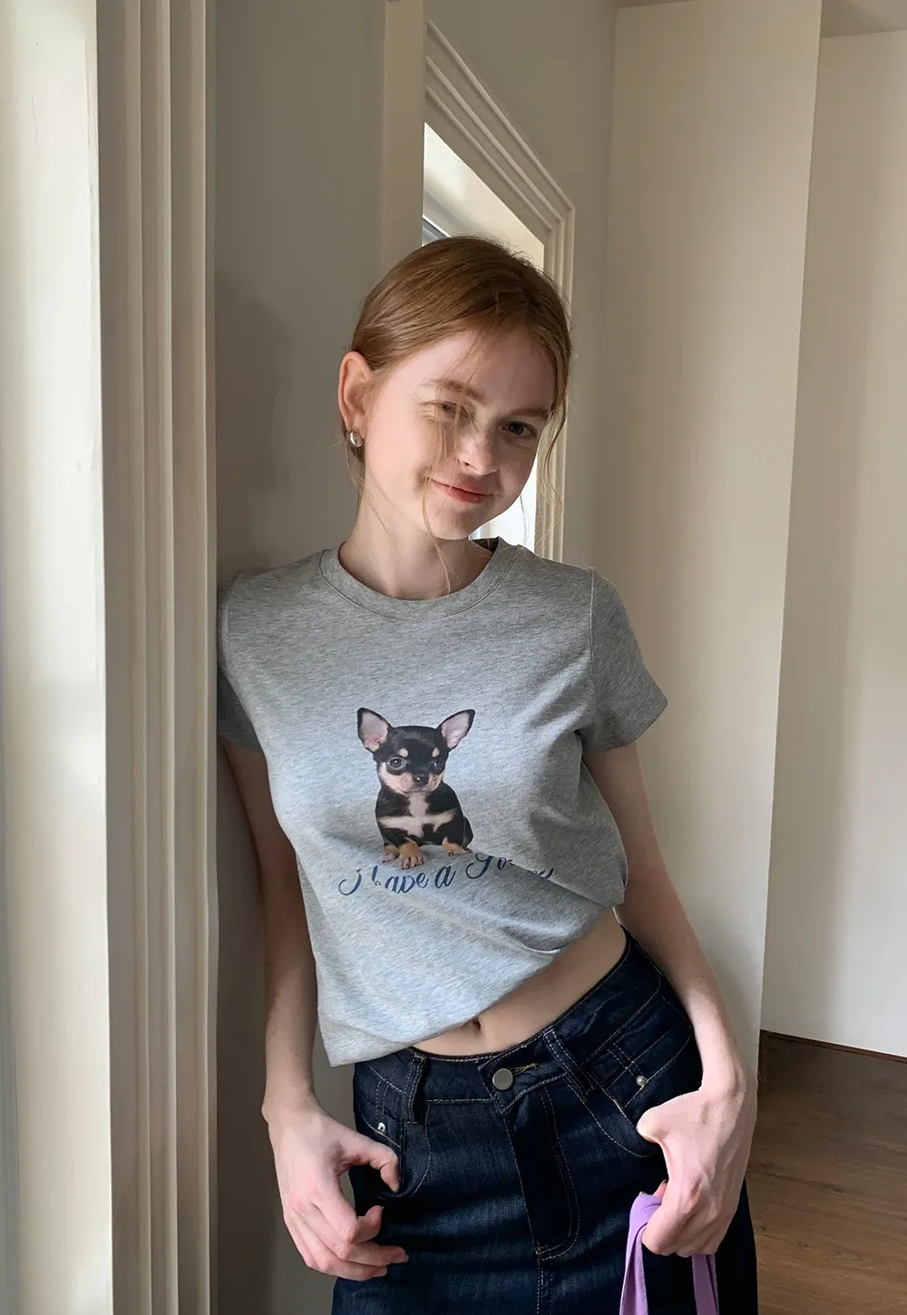 Artistic Dog Graphic Fitted Tee