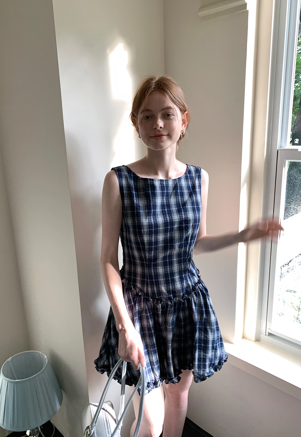 Cute Sleeveless Tartan Mini Dress