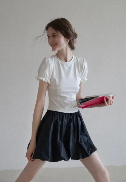 Women’s Puff Sleeve Fitted T-Shirt 