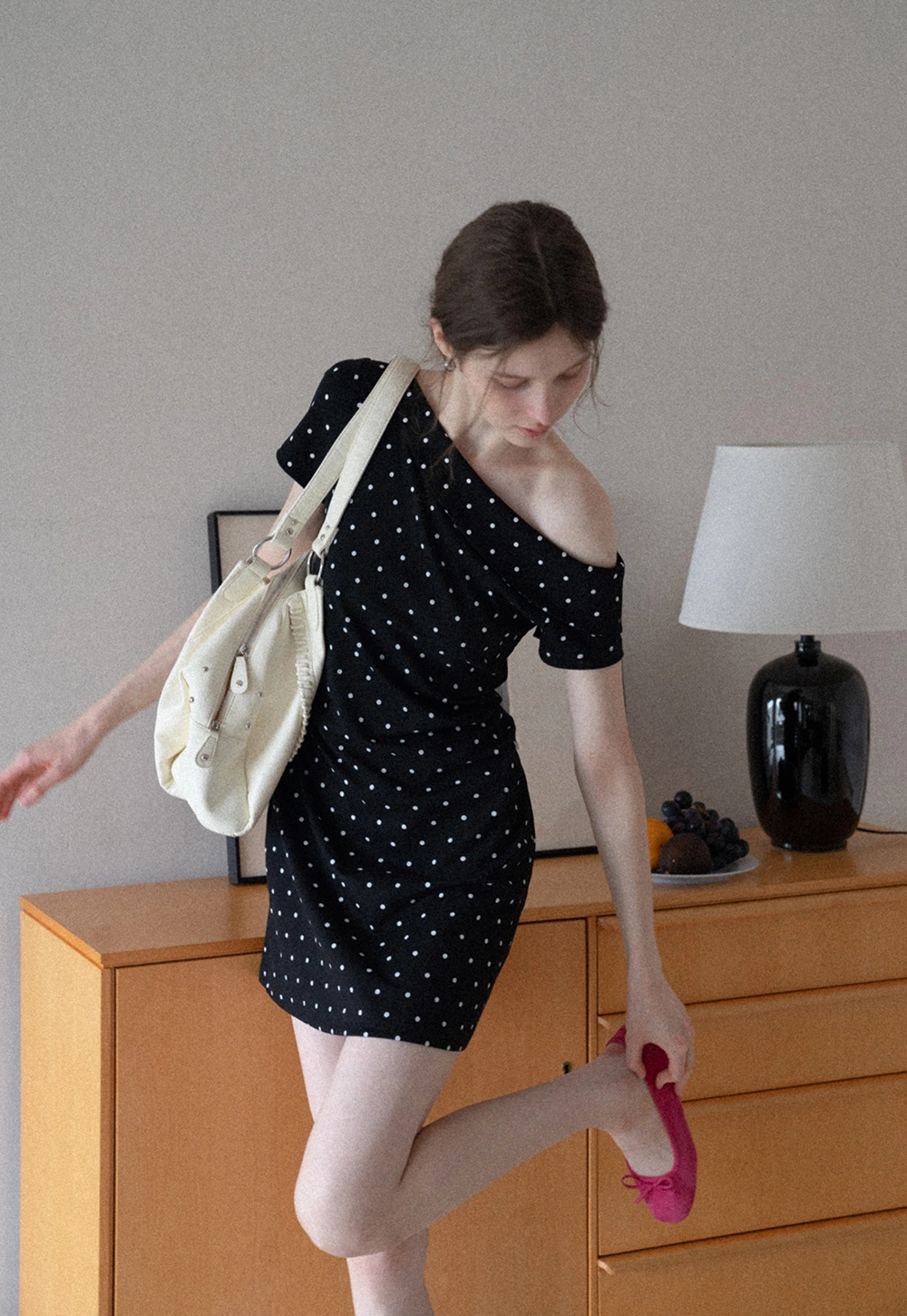 Women’s One Shoulder Polka Dot Mini Dress