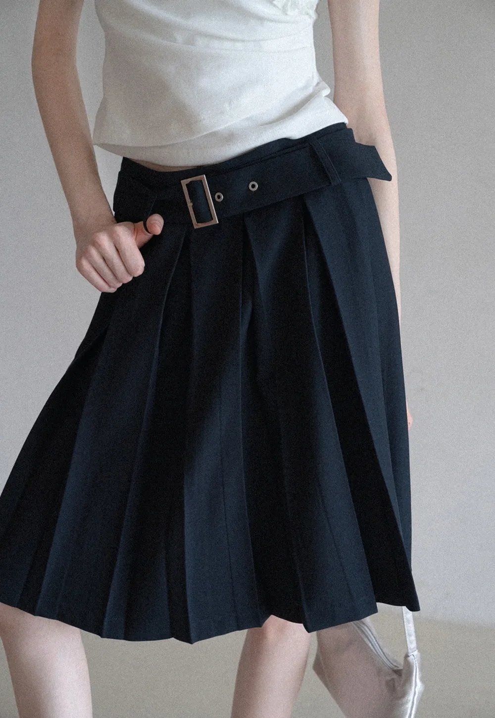 Women's High Waist Pleated Skorts with Belt