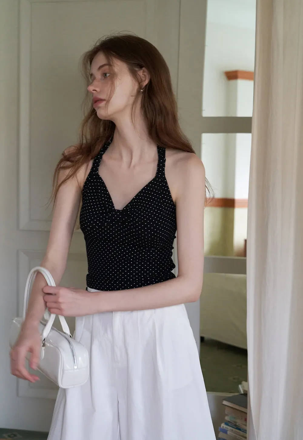 Women’s Polka Dot Halter Crop Top