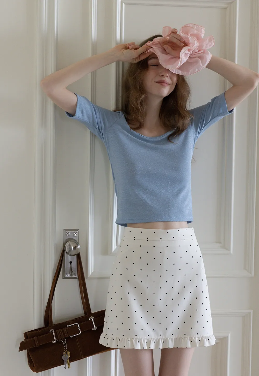 Women's Polka Dot Ruffle Hem A-Line Mini Skirt