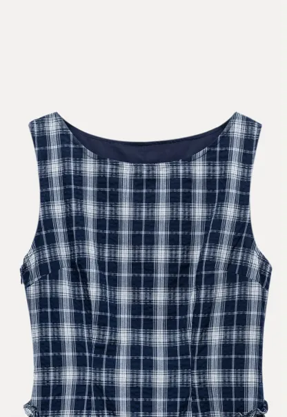 Cute Sleeveless Tartan Mini Dress