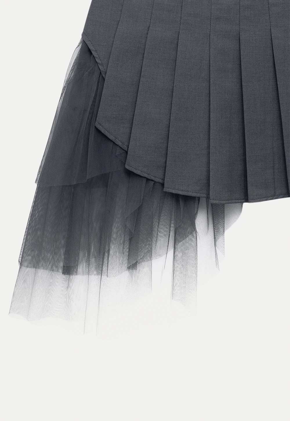 Women’s Asymmetric Tulle-Layer Pleated Mini Skirt