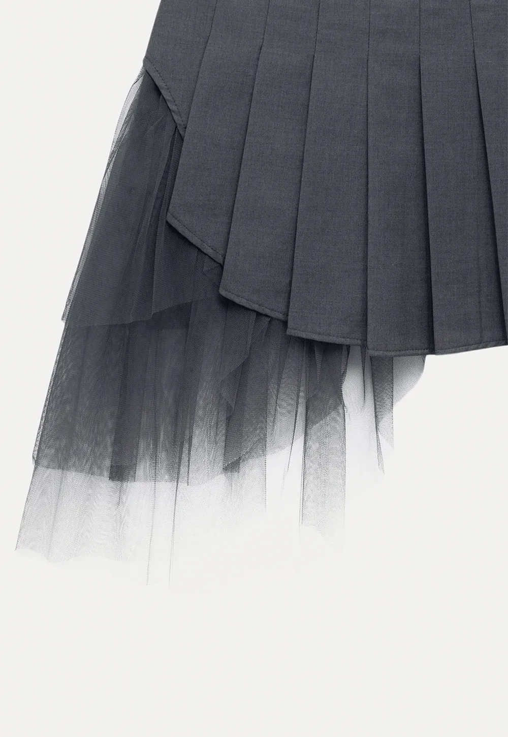 Women’s Asymmetric Tulle-Layer Pleated Mini Skirt