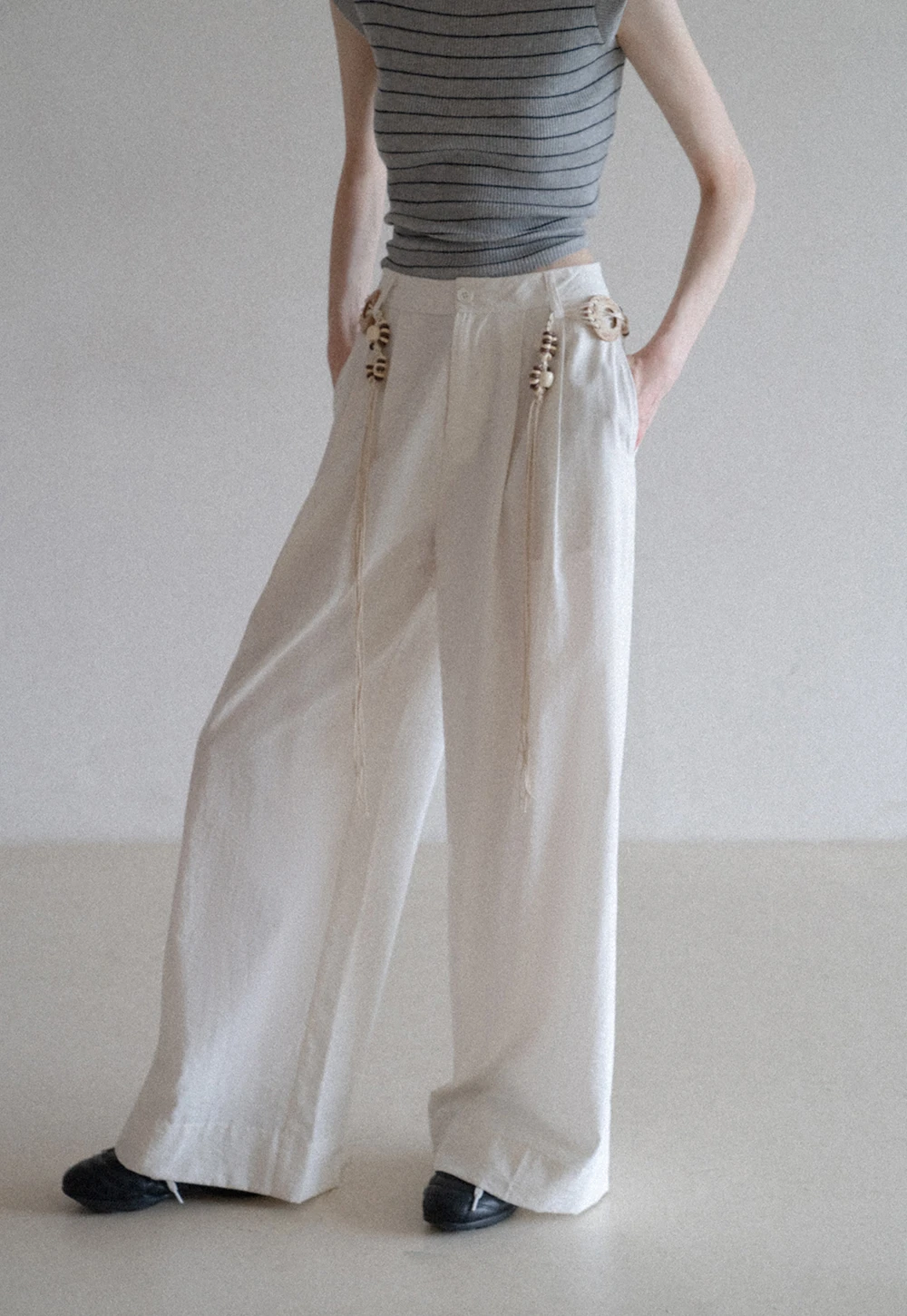 Boho Shell Tassel Wide Leg Pants