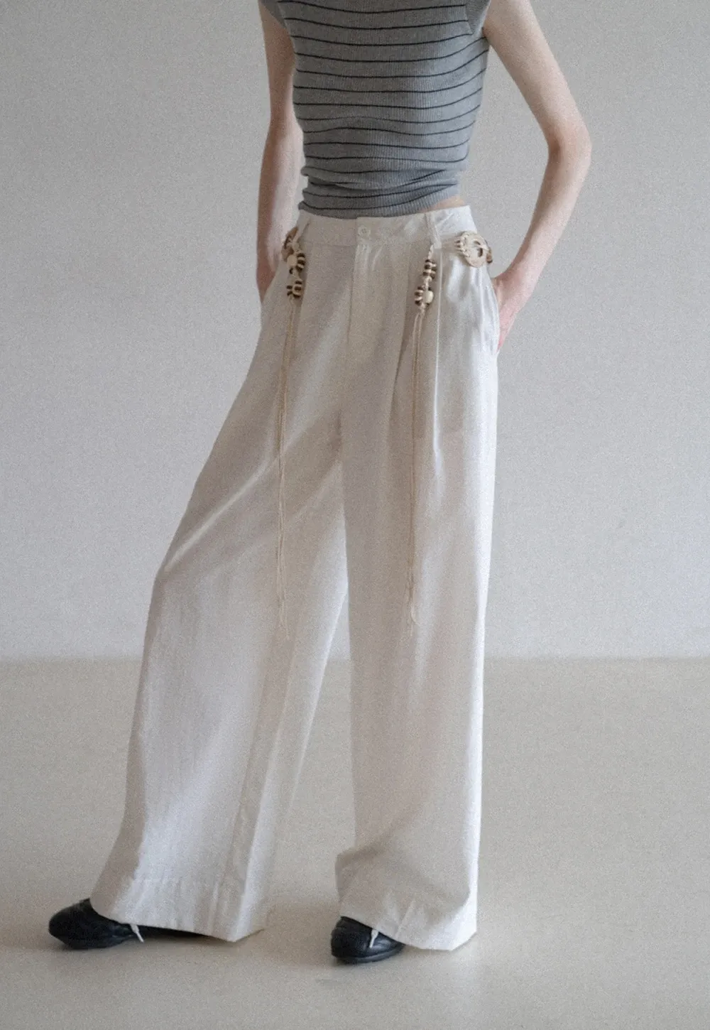 Boho Shell Tassel Wide Leg Pants
