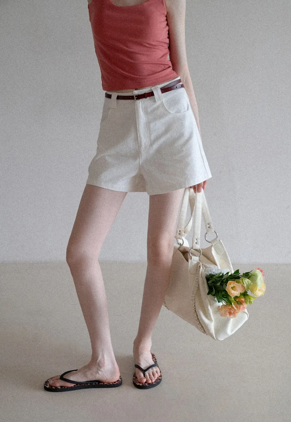 Women’s Belted High-Waist Cotton Shorts