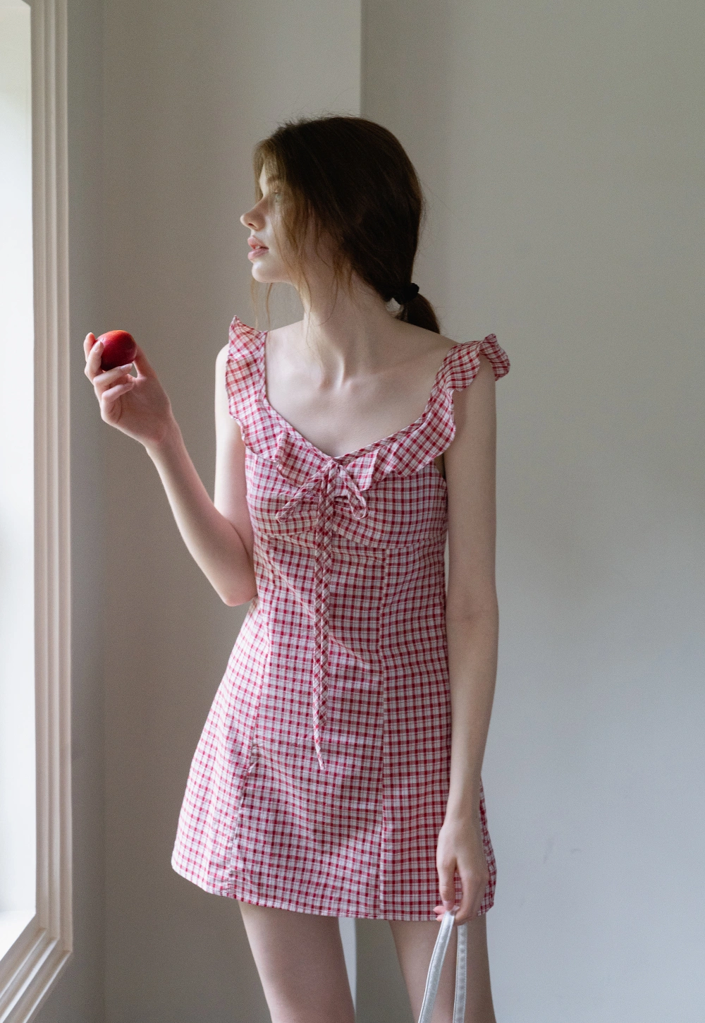 Women's Gingham Ruffle Mini Dress