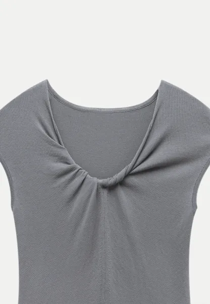 Women’s Ruched Front Slim Fit Cap Sleeve Top