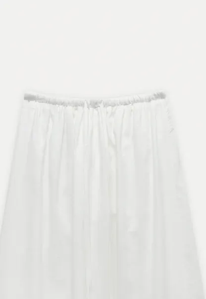 High Waist Ruffle Hem Cotton Maxi Skirt