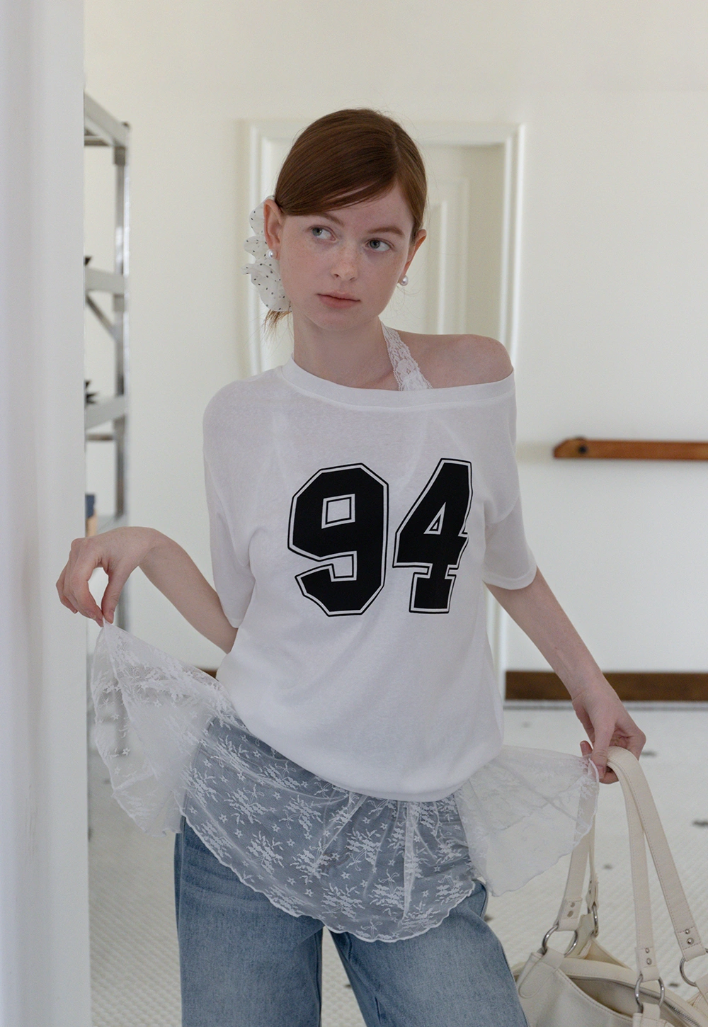 Two-Piece Lace Tank Top and Graphic T-Shirt Set