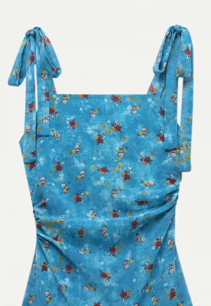 Retro Floral Sleeveless Midi Dress