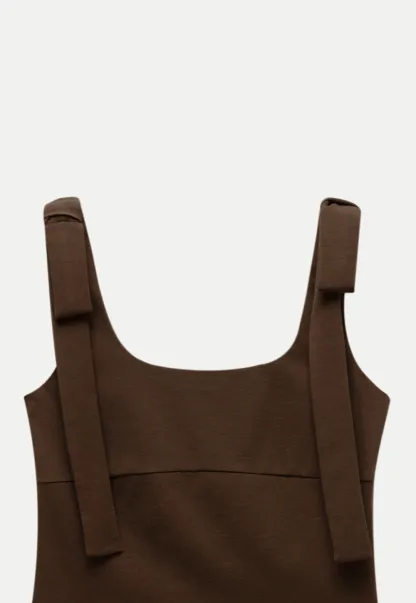 Women’s Square Neck Tie-Strap Knit Tank