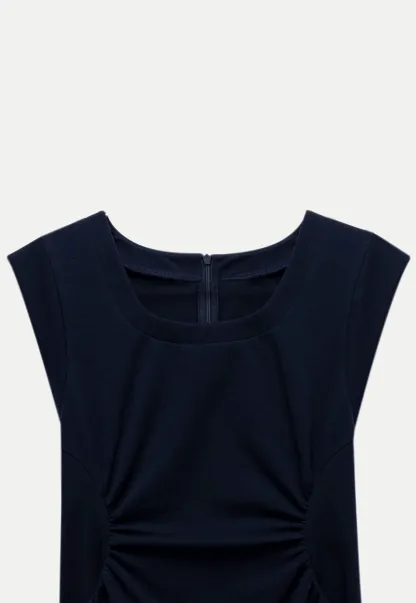 Women’s Ruched Waist Cap-Sleeve Mini Dress