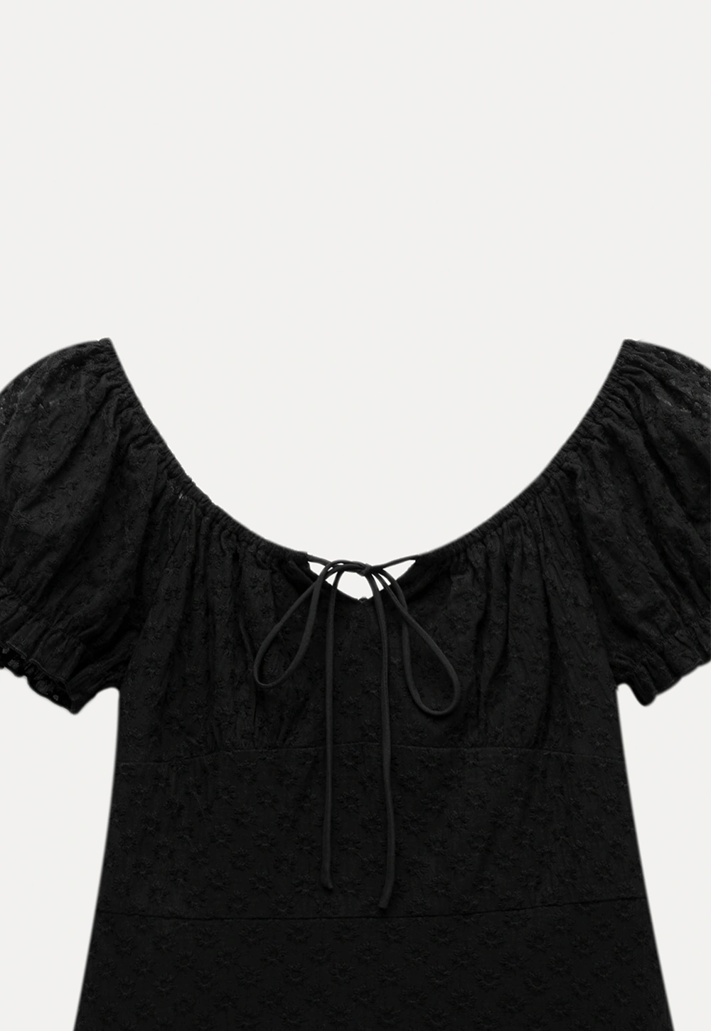 Women’s Puff Sleeve Tie-Front Eyelet Mini Dress