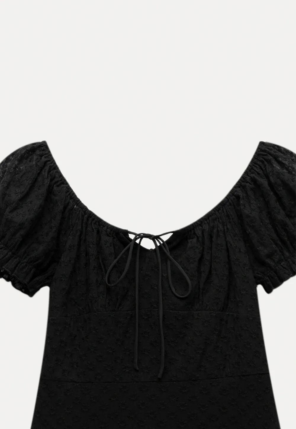 Women’s Puff Sleeve Tie-Front Eyelet Mini Dress