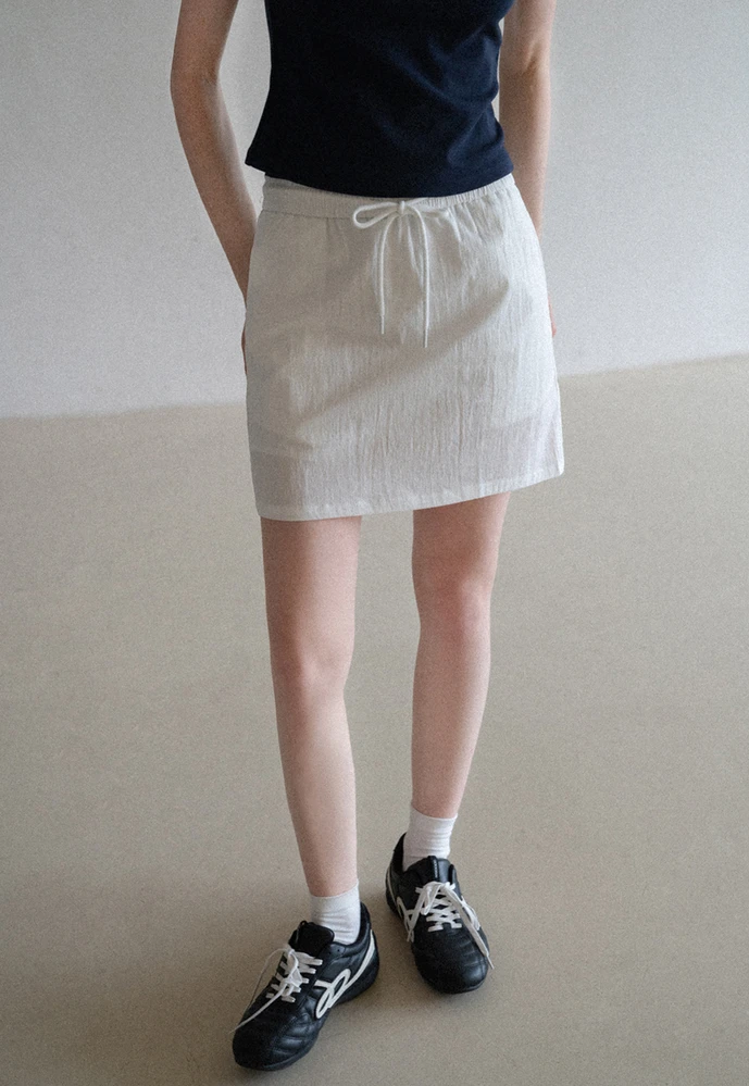 Women’s Drawstring Waist Cotton Mini Skirt