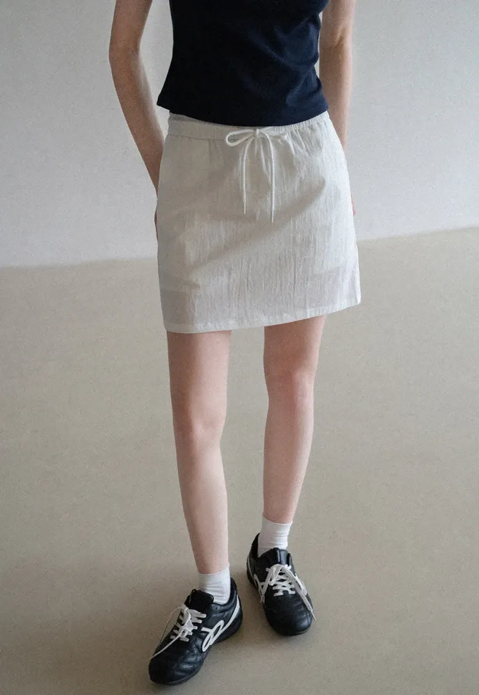 Women’s Drawstring Waist Cotton Mini Skirt