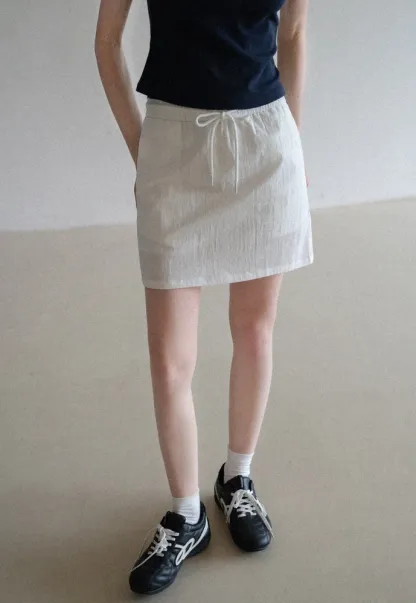 Women’s Drawstring Waist Cotton Mini Skirt