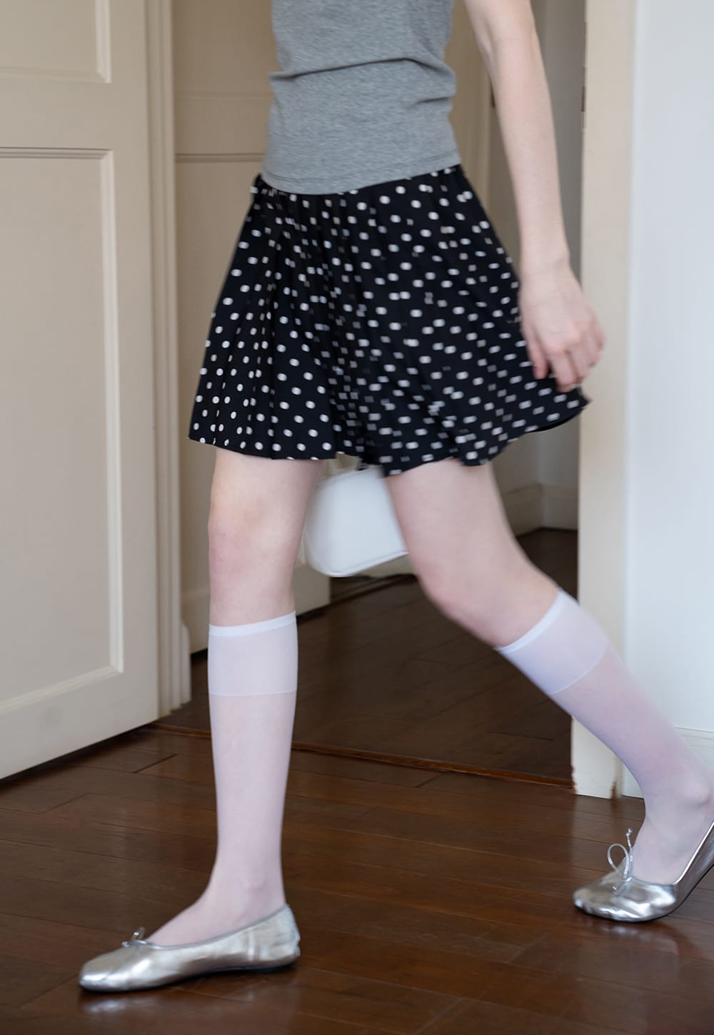 Polka Dot Pleated Mini Skirt