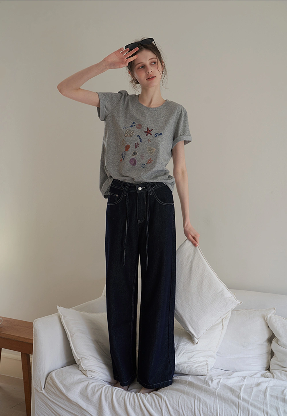 Women's Starfish and Seashell Print T-Shirt