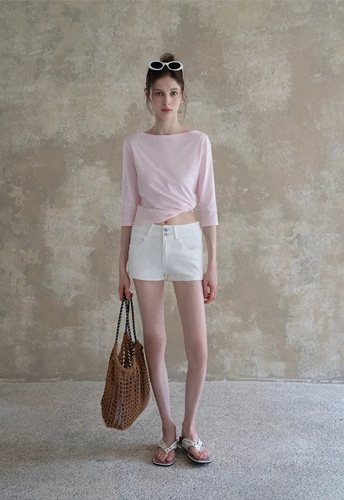 Women High Rise Stretch Denim Pocket Shorts