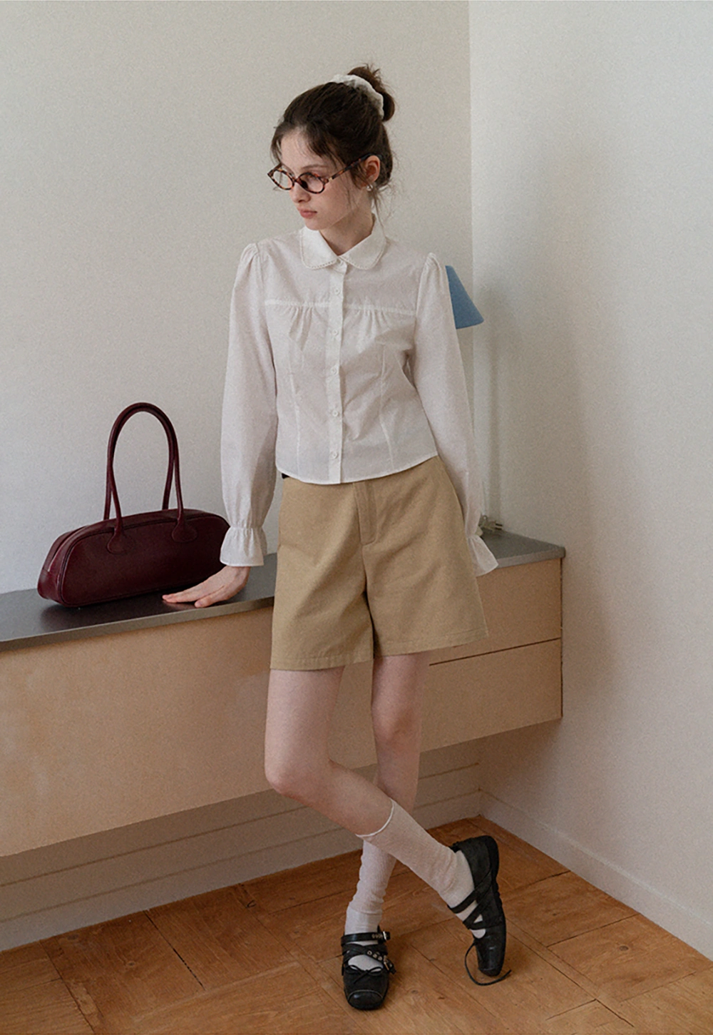 Women's Peter Pan Collar Long Sleeve Blouse