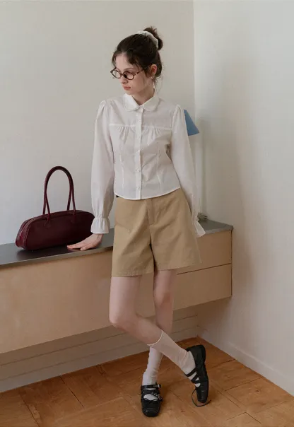 Women's Peter Pan Collar Long Sleeve Blouse