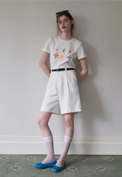 Women's Graphic Print Straight Shoulder T-Shirt
