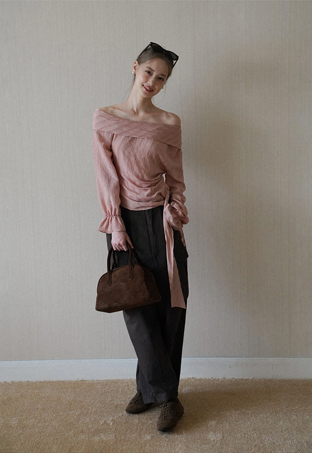 Womens Off Shoulder Tie Side Blouse