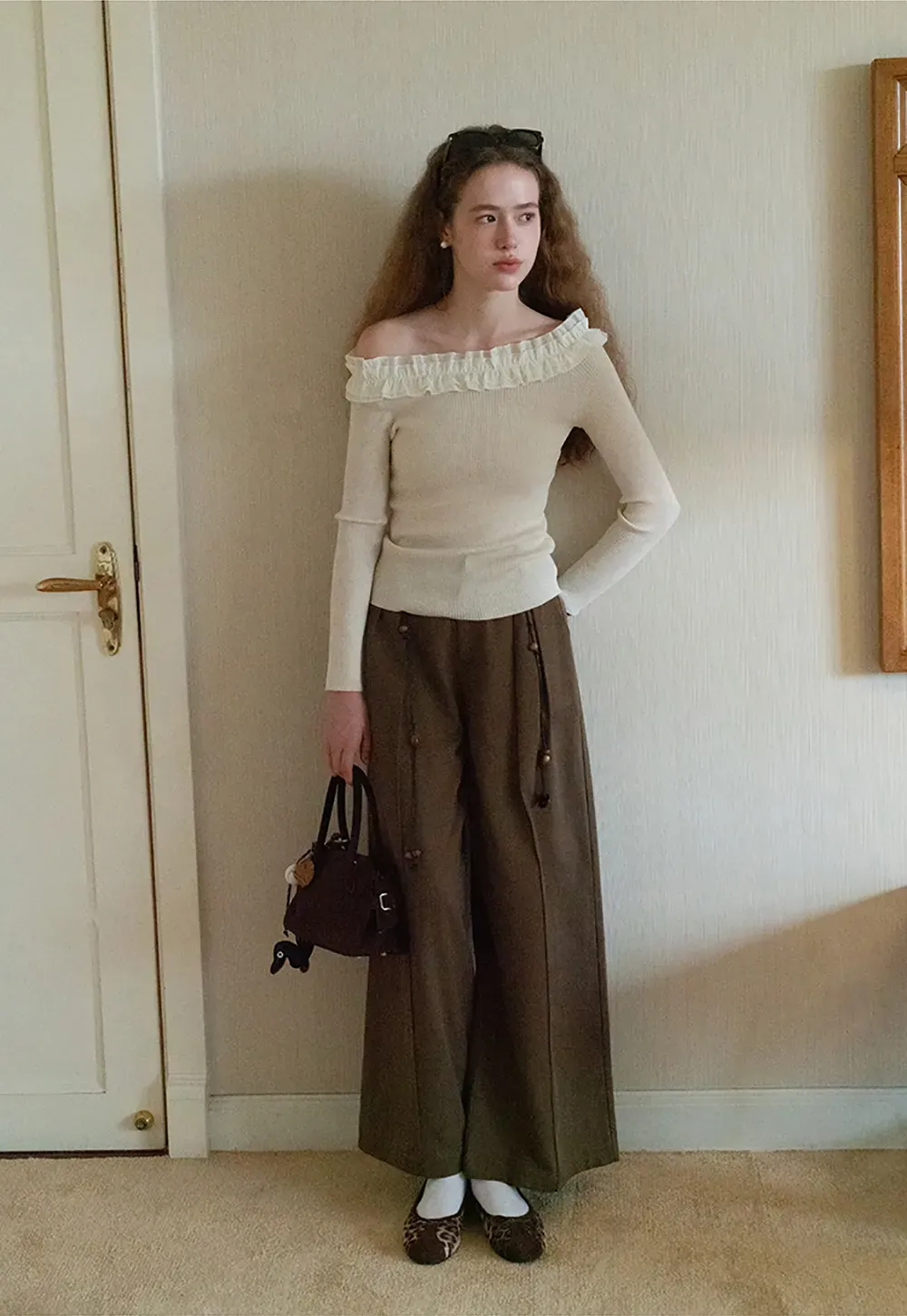 Wide-Leg Pants with Beaded Tassel Detail