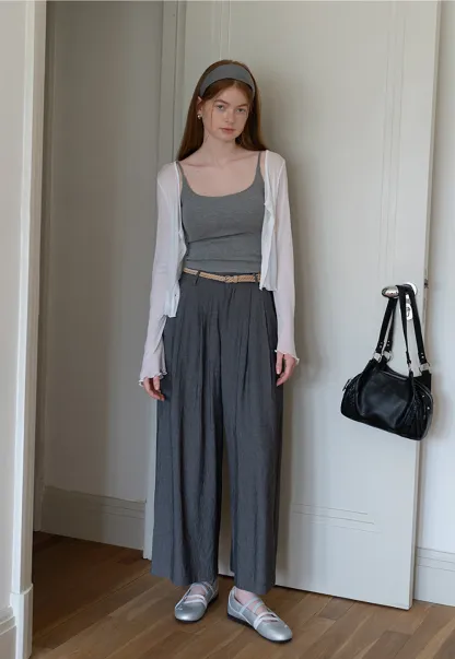 Women’s High-Waist Pleated Wide-Leg Pants