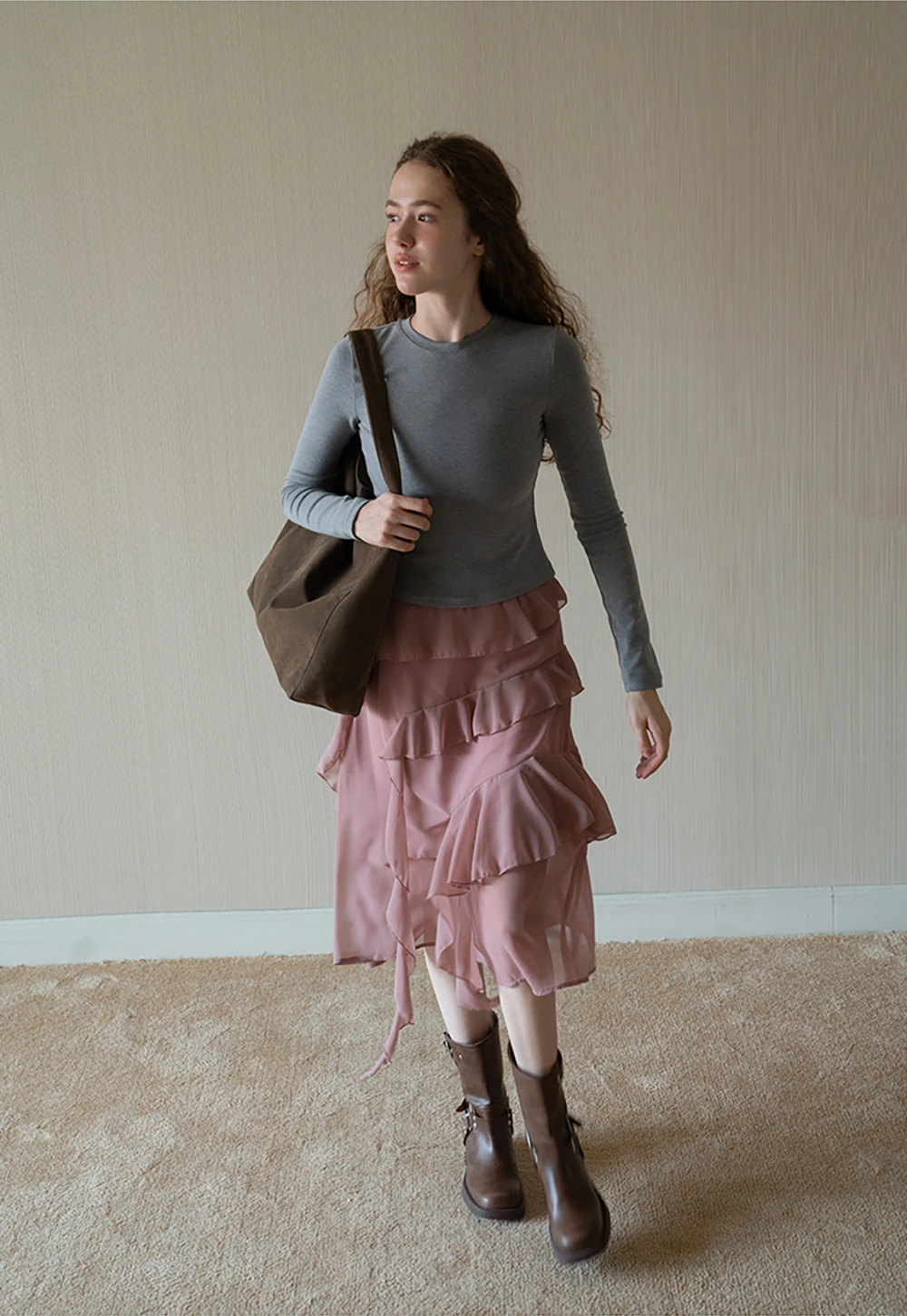 Women Basic Crew Neck Long Sleeve T Shirt