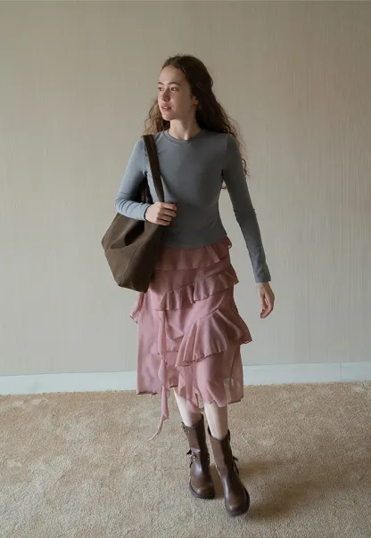 Women Basic Crew Neck Long Sleeve T Shirt