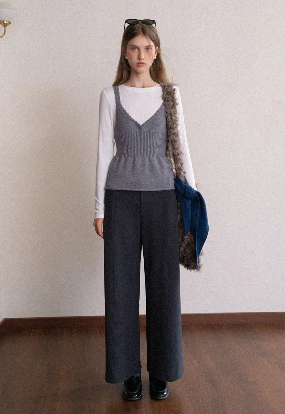 Womens 2 Piece Set Knit Cami Top with Long Sleeve Tee