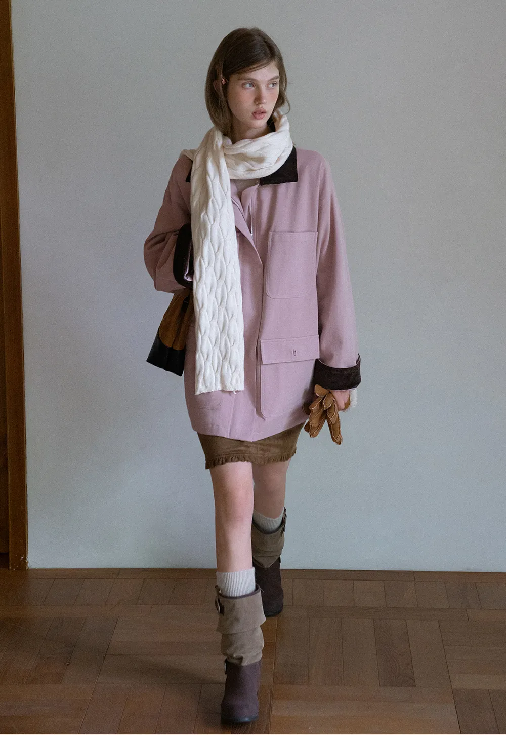 Contrast Collar Pocket Jacket