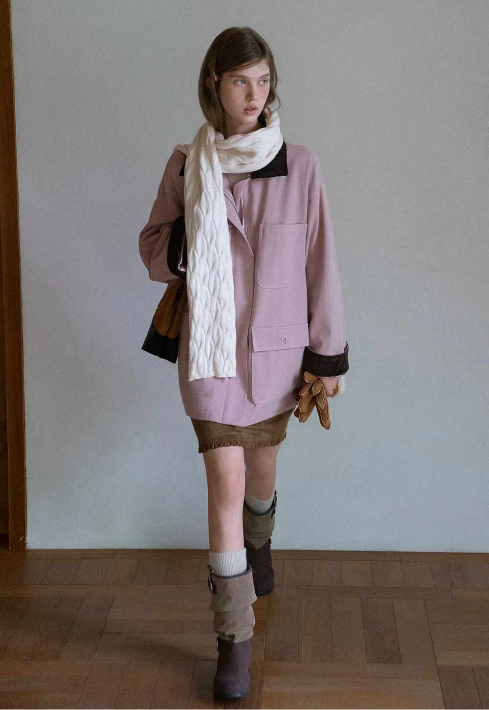 Contrast Collar Pocket Jacket