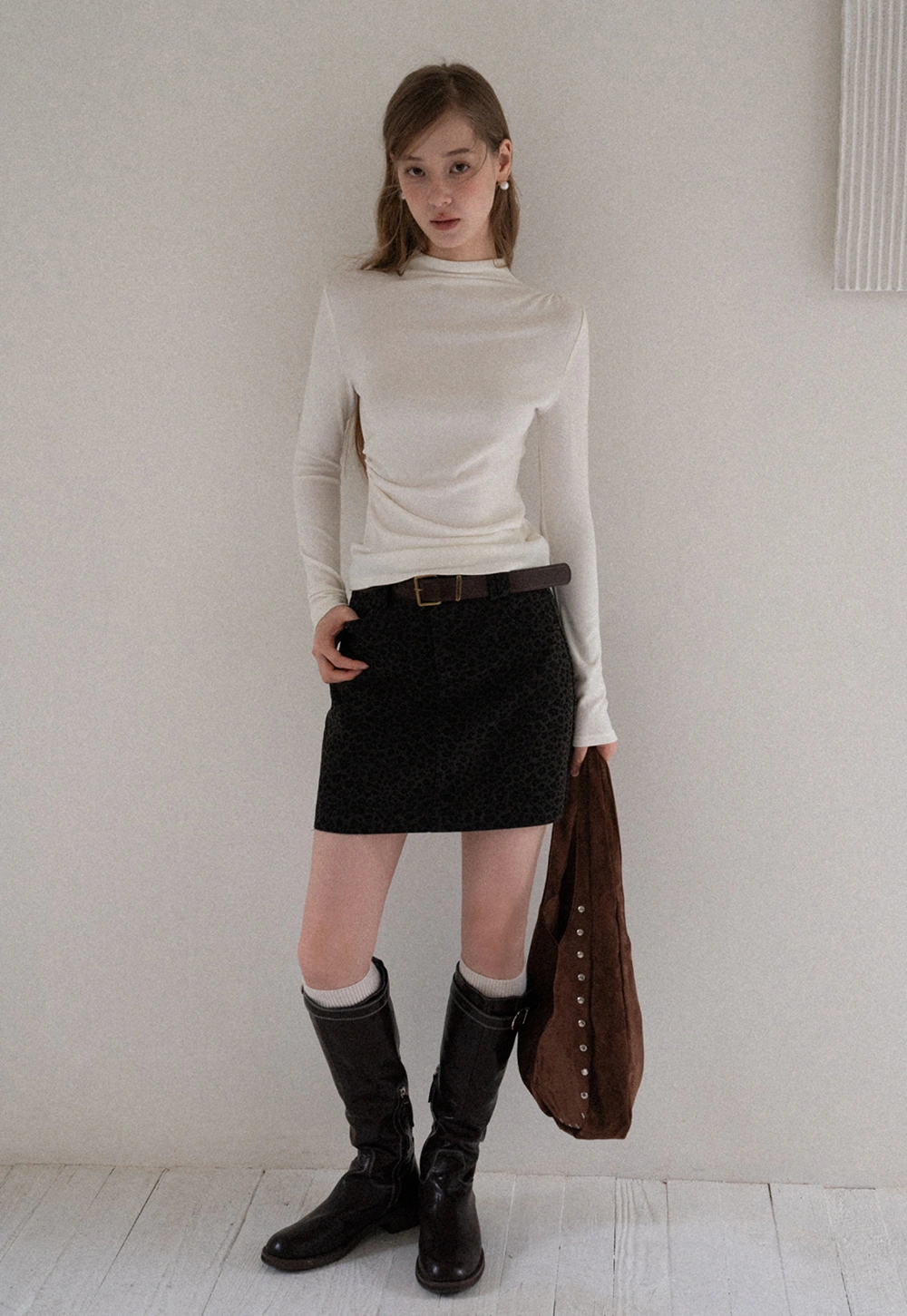 Womens Long Sleeve Mock Neck Top