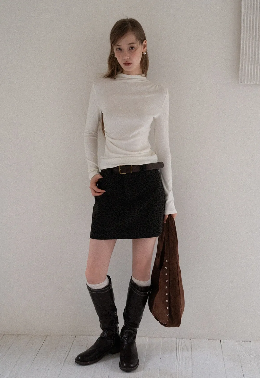 Womens Long Sleeve Mock Neck Top