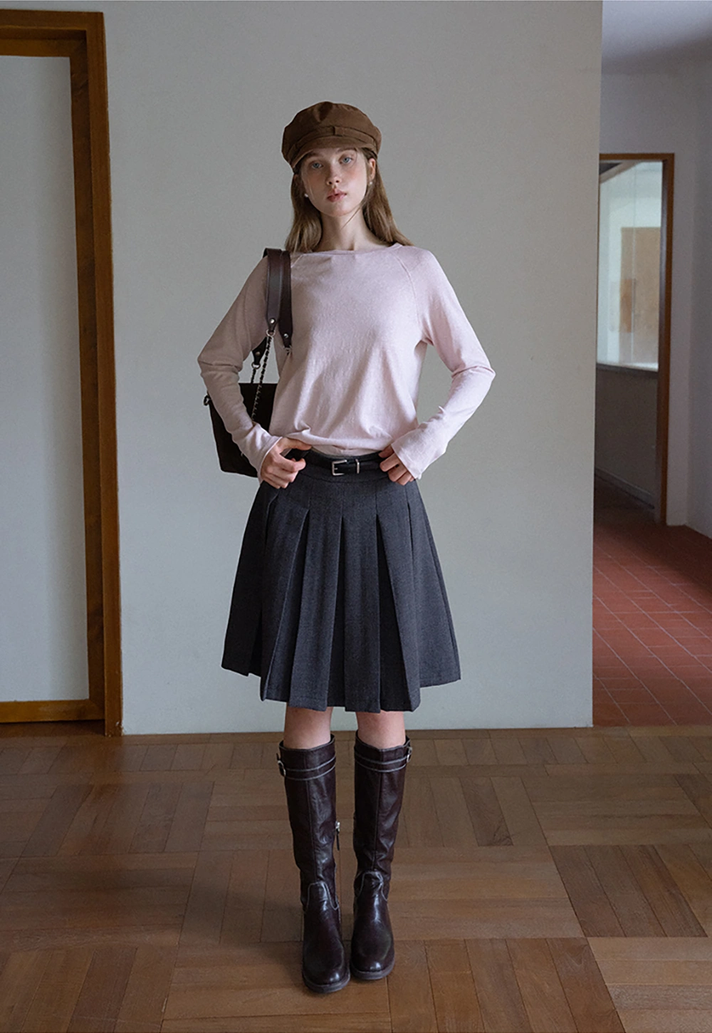 Women’s Pleated Mini Skirt with Belt