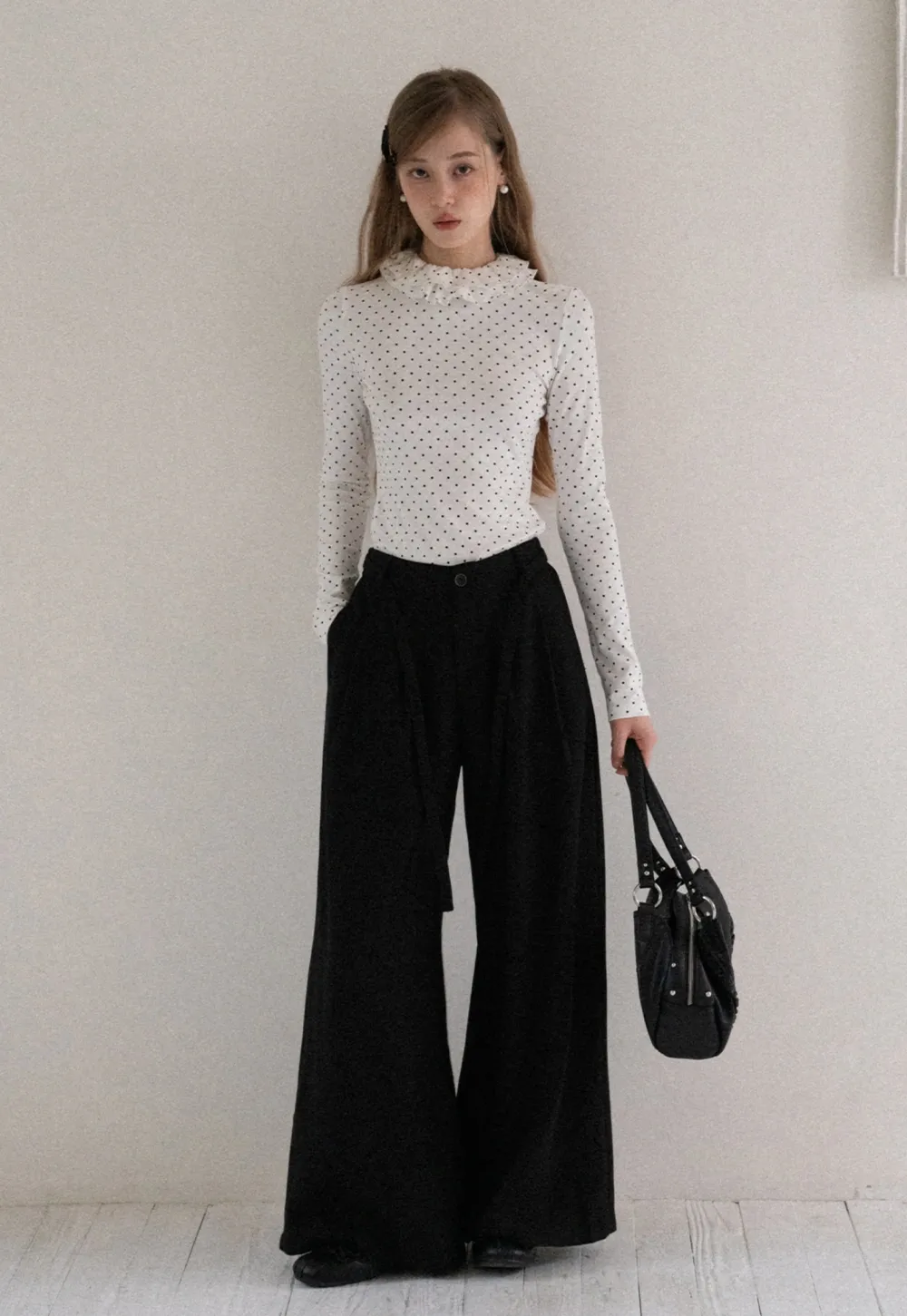 Women Polka Dot Long Sleeve T Shirt